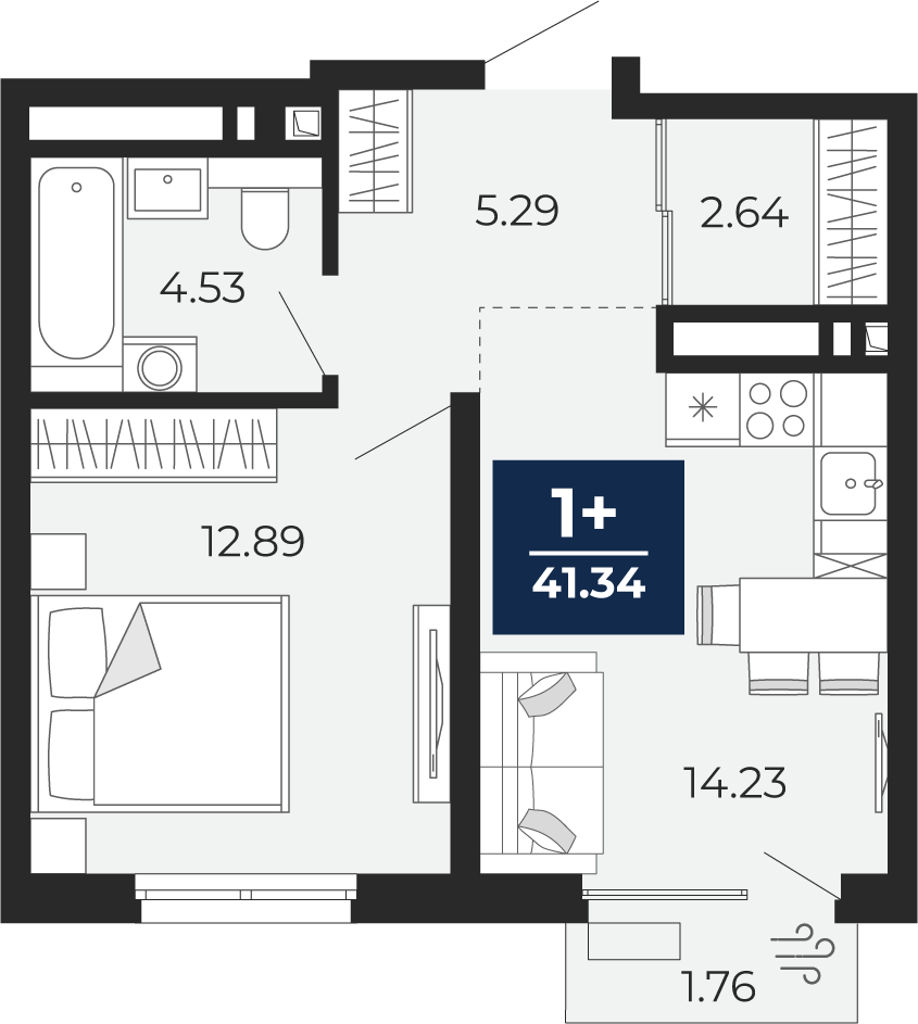 1-комнатная 39 м2 в ЖК Беринг корпус null этаж 10