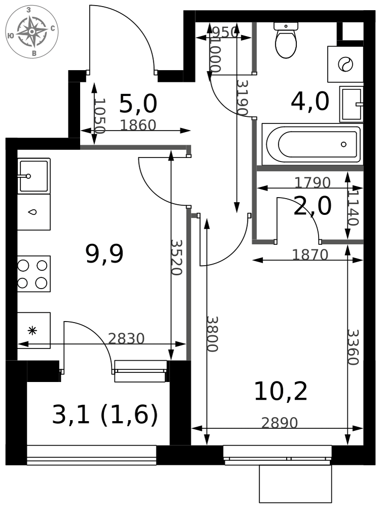 1-комнатная 32 м2 в ЖК 1-й Измайловский корпус null этаж 10