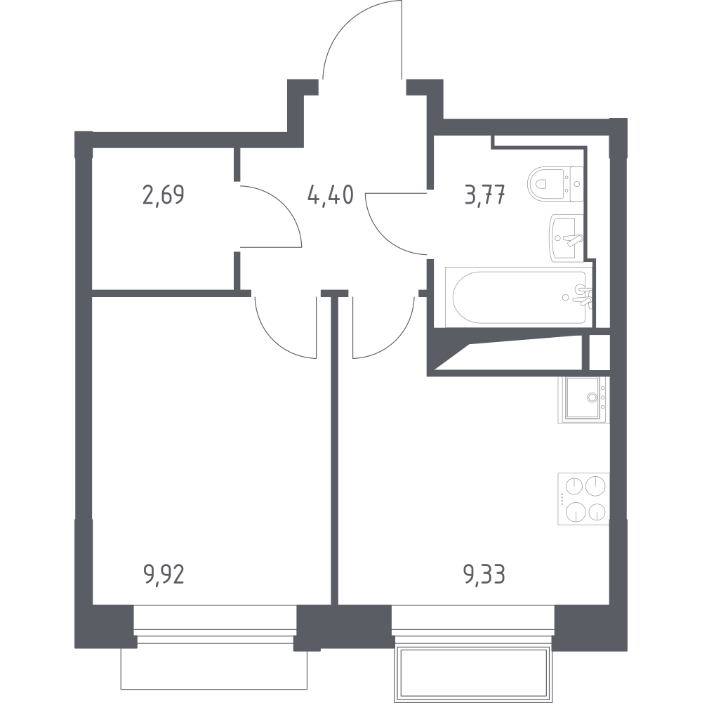 1-комнатная 30 м2 в ЖК Долина Яузы корпус null этаж 17