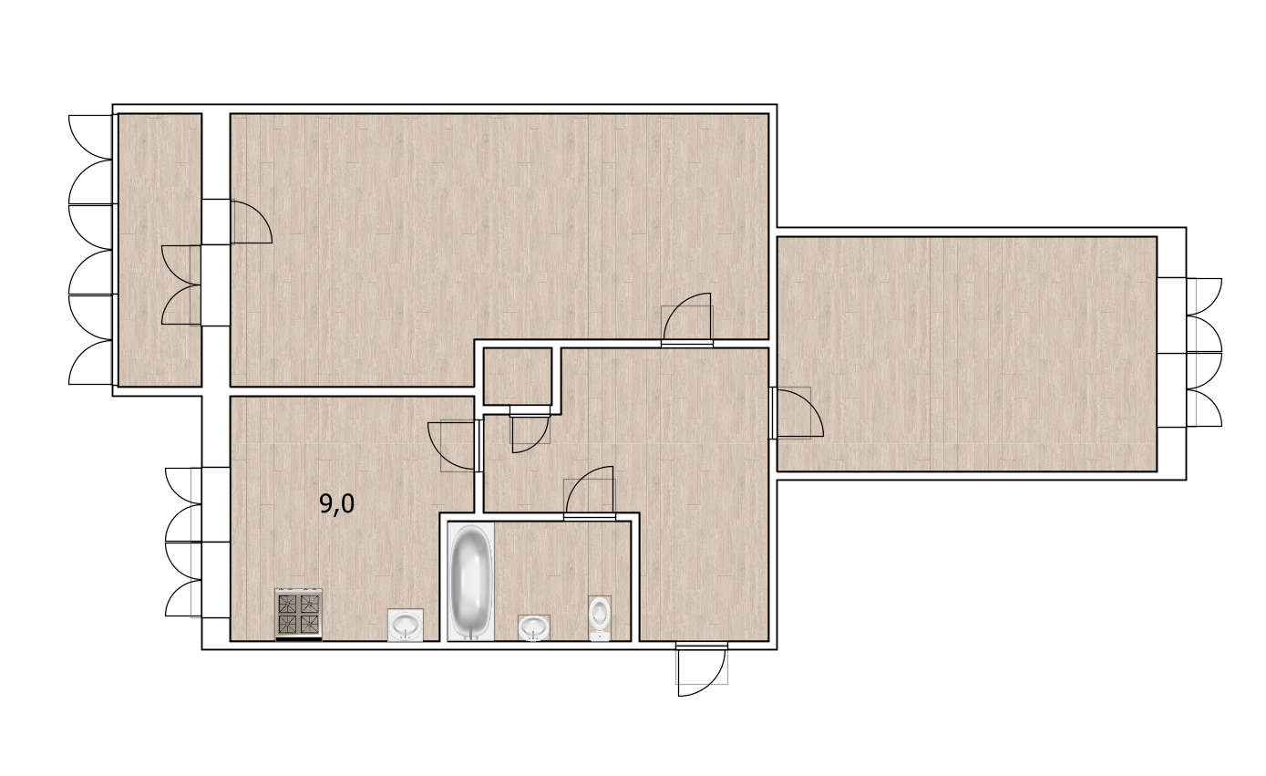 2-комнатная 51.6 м2 в ЖК undefined корпус null этаж 1