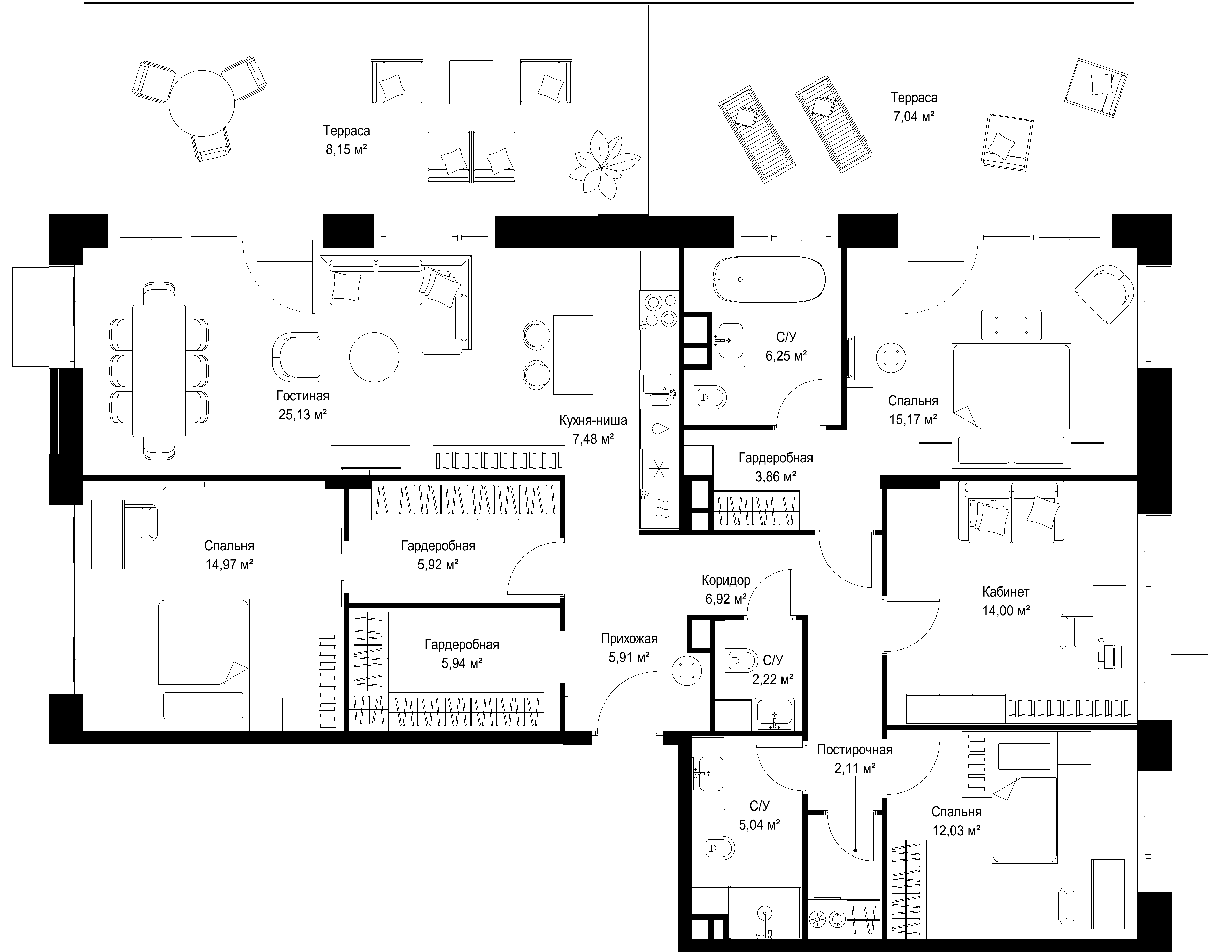 4-комнатная 148 м2 в ЖК МЫС корпус null этаж 7