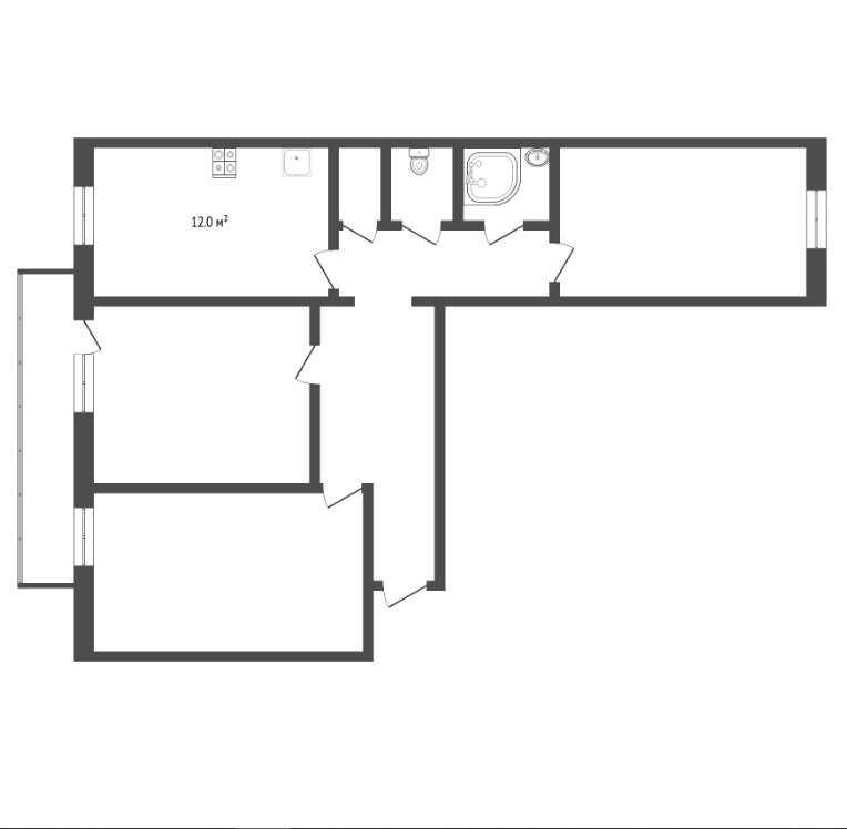 3-комнатная 85 м2 в ЖК undefined корпус null этаж 5