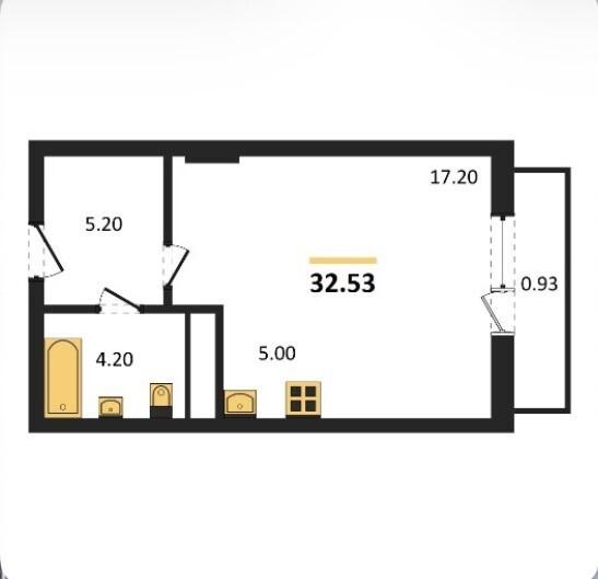 Студия 34.7 м2 в ЖК undefined корпус null этаж 5