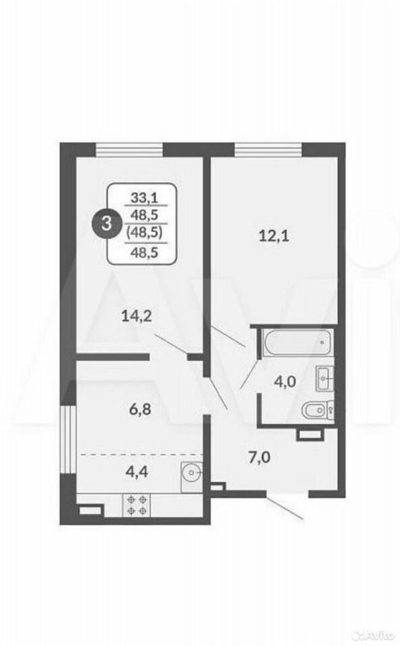 2-комнатная 49 м2 в ЖК undefined корпус null этаж 7