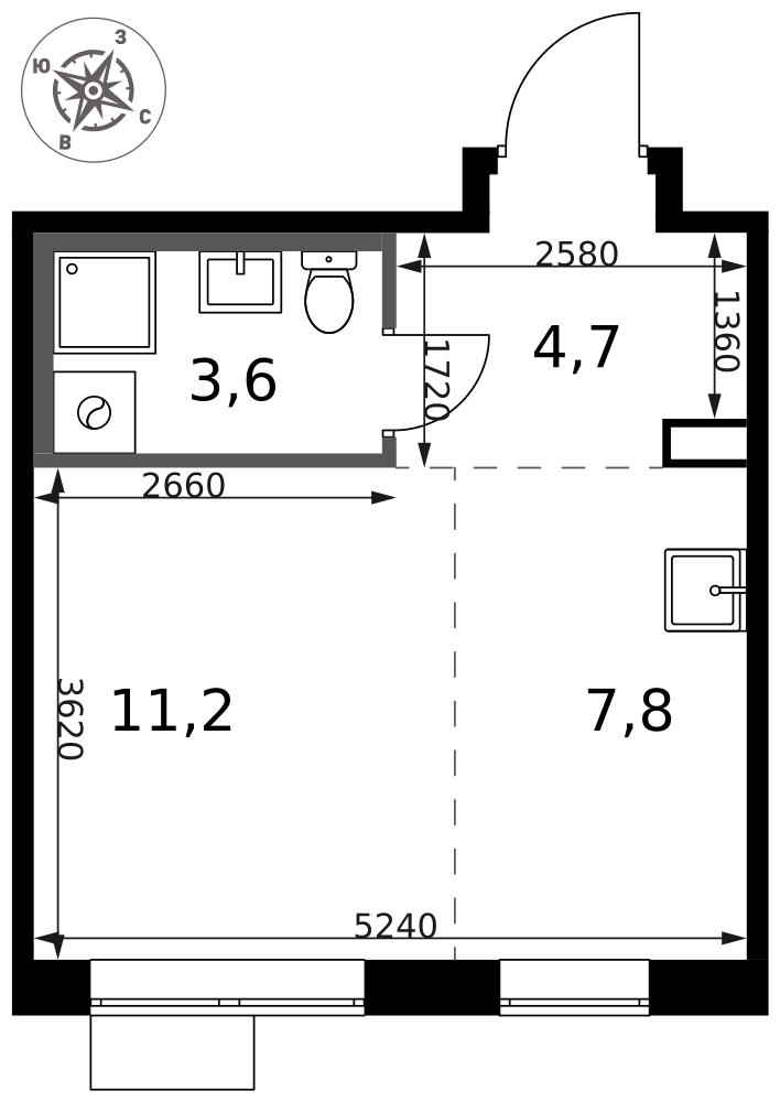 Студия 27 м2 в ЖК 1-й Саларьевский корпус null этаж 13