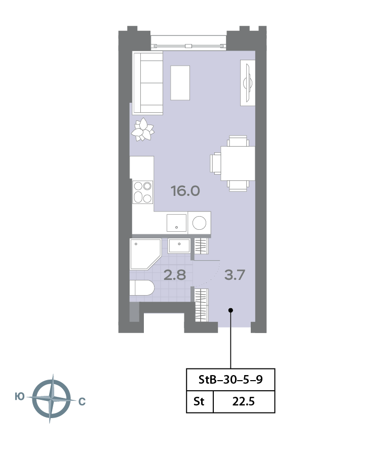 Студия 22 м2 в ЖК Дмитровское небо корпус null этаж 8