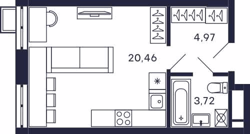 Студия 29 м2 в ЖК Квартал Тетрис корпус null этаж 21