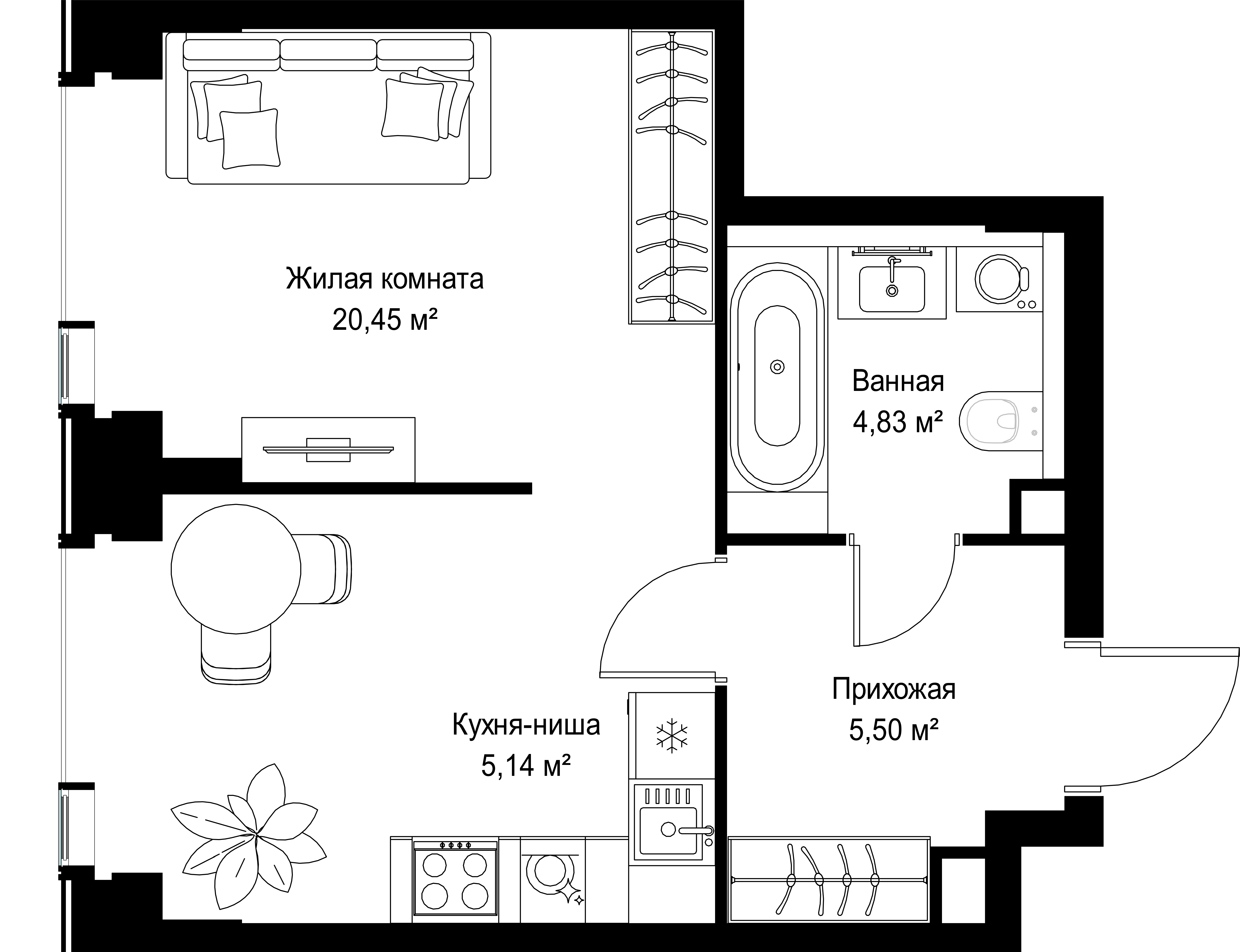 1-комнатная 35 м2 в ЖК СИТИДЗЕН корпус null этаж 15