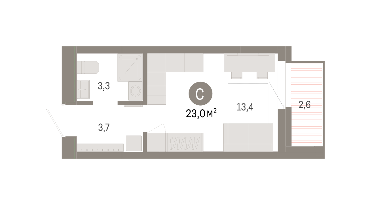Студия 23 м2 в ЖК Квартал Нефть корпус null этаж 14