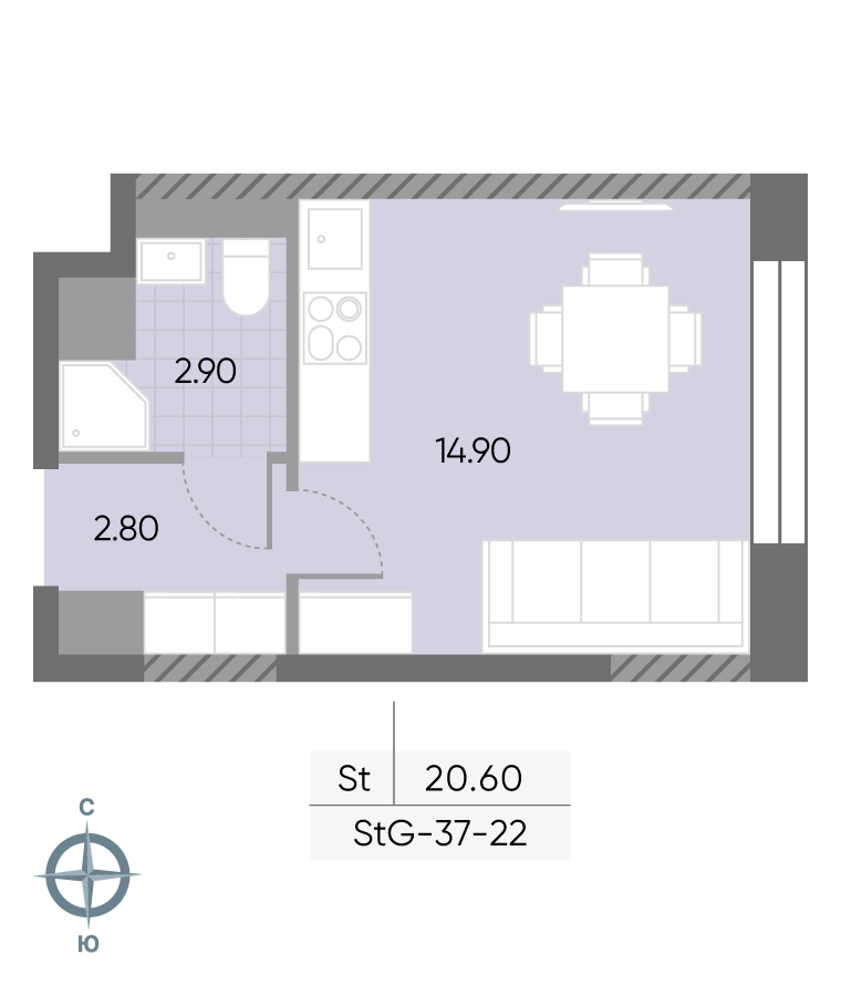 Студия 20 м2 в ЖК Wave корпус null этаж 22