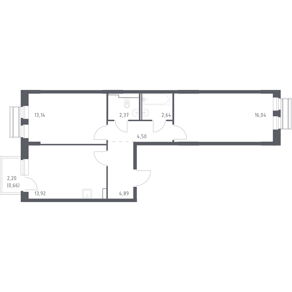 2-комнатная 58 м2 в ЖК Рублёвский Квартал корпус null этаж 5