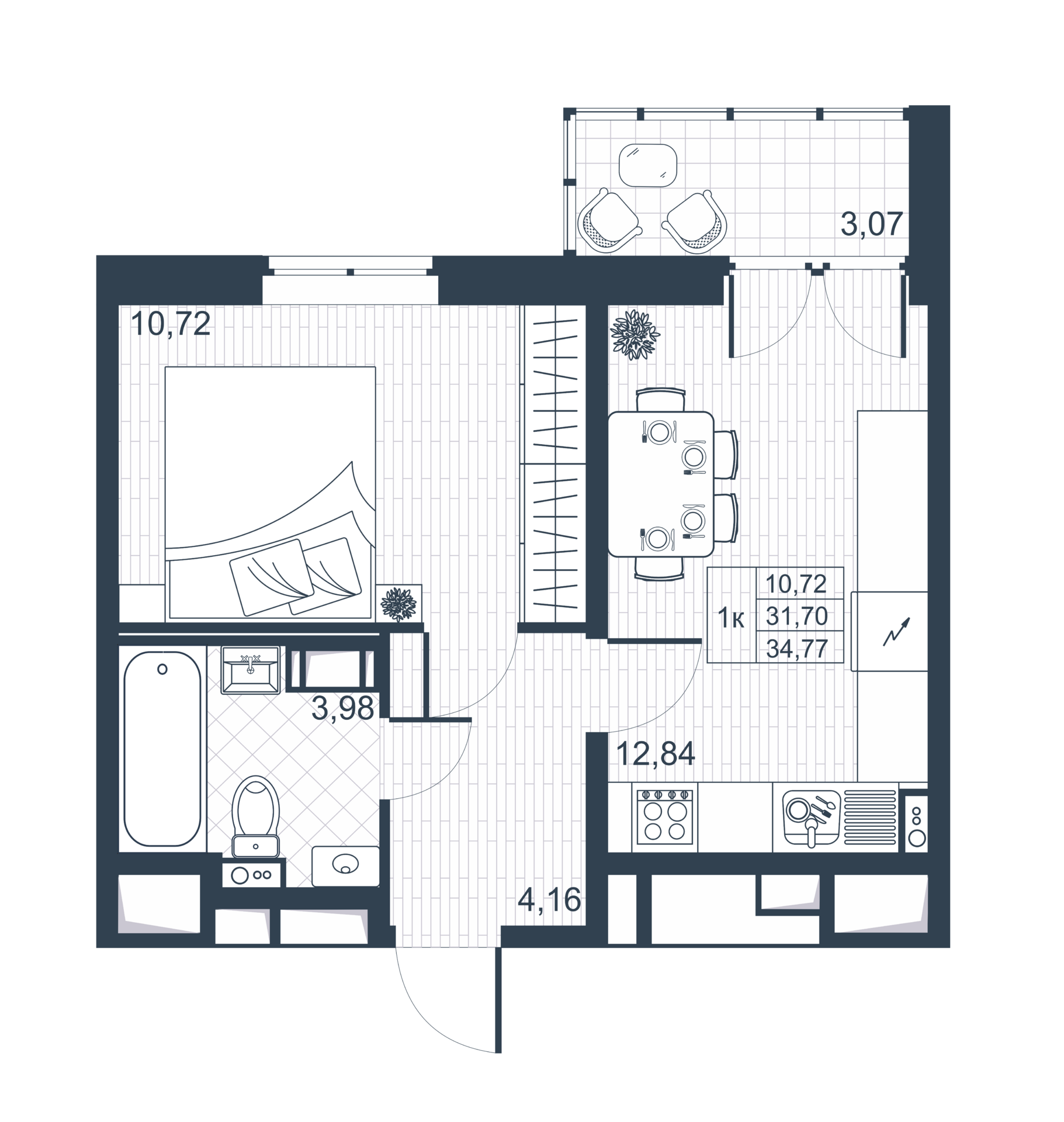 1-комнатная 31 м2 в ЖК Ново-Антропшино корпус null этаж 8