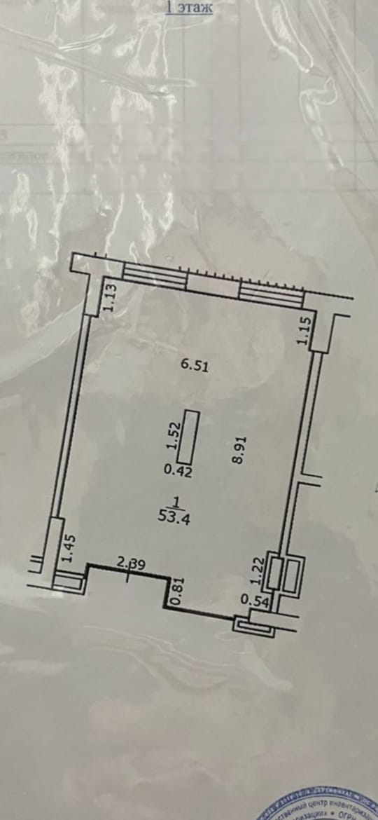 1-комнатная 53.4 м2 в ЖК undefined корпус null этаж 1