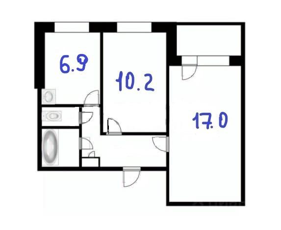 2-комнатная 43 м2 в ЖК undefined корпус null этаж 3