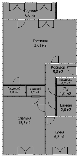 2-комнатная 61.1 м2 в ЖК undefined корпус null этаж 7