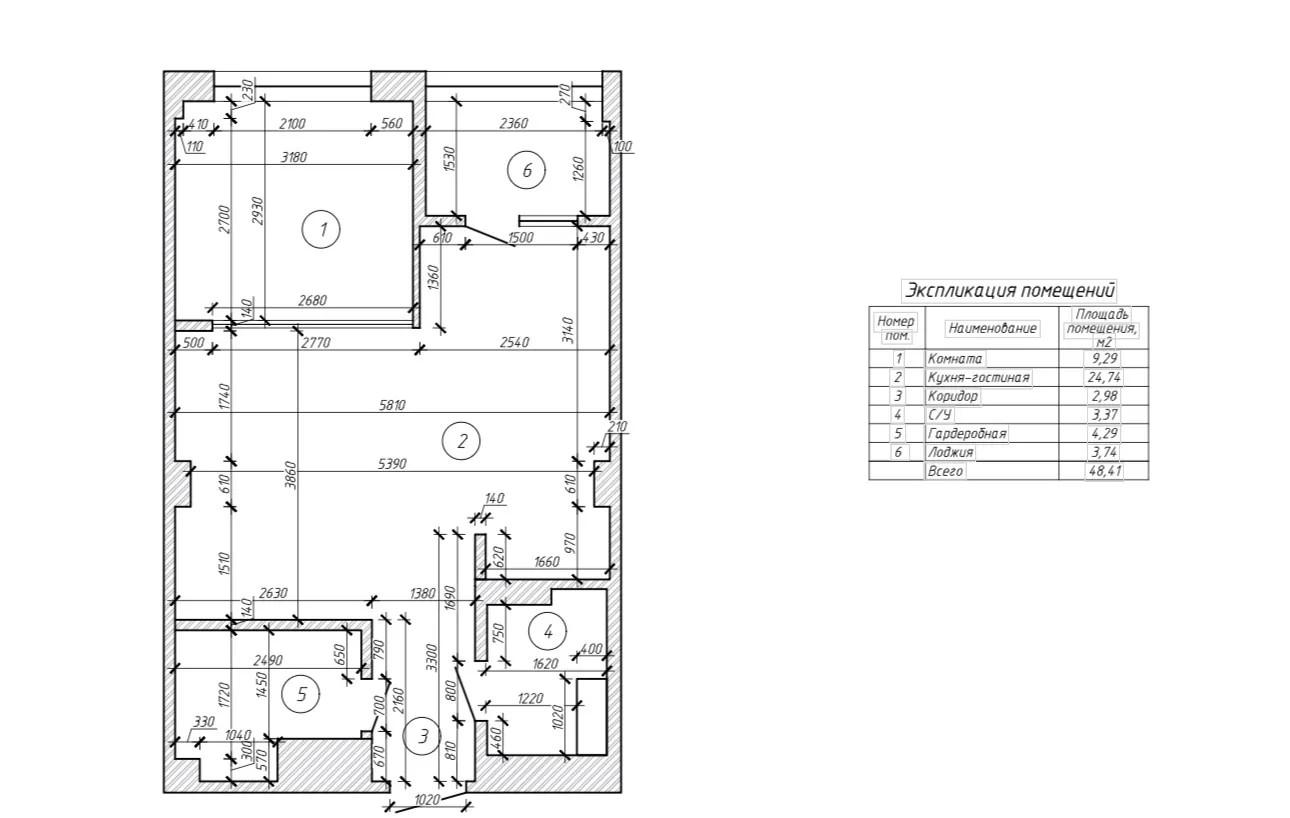 2-комнатная 45.1 м2 в ЖК undefined корпус null этаж 6