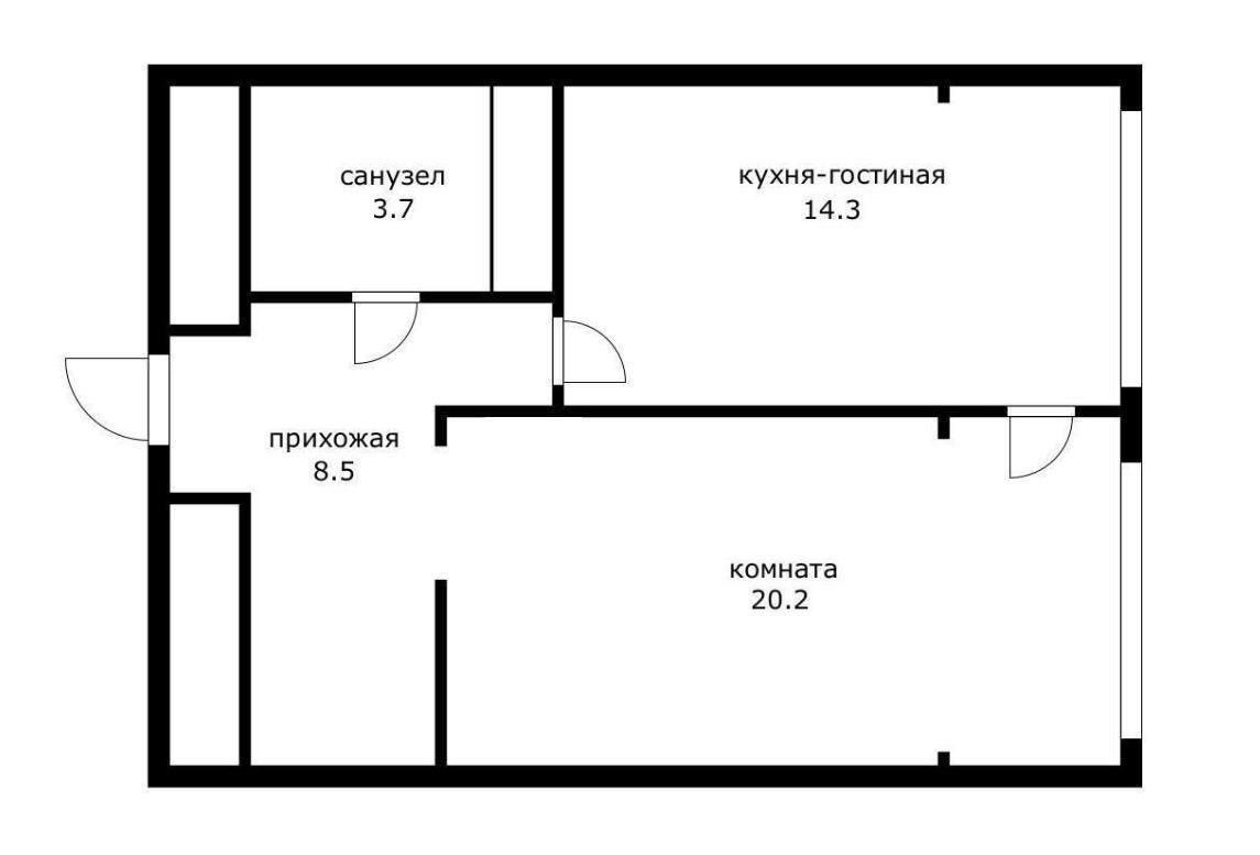 1-комнатная 46.7 м2 в ЖК undefined корпус null этаж 9