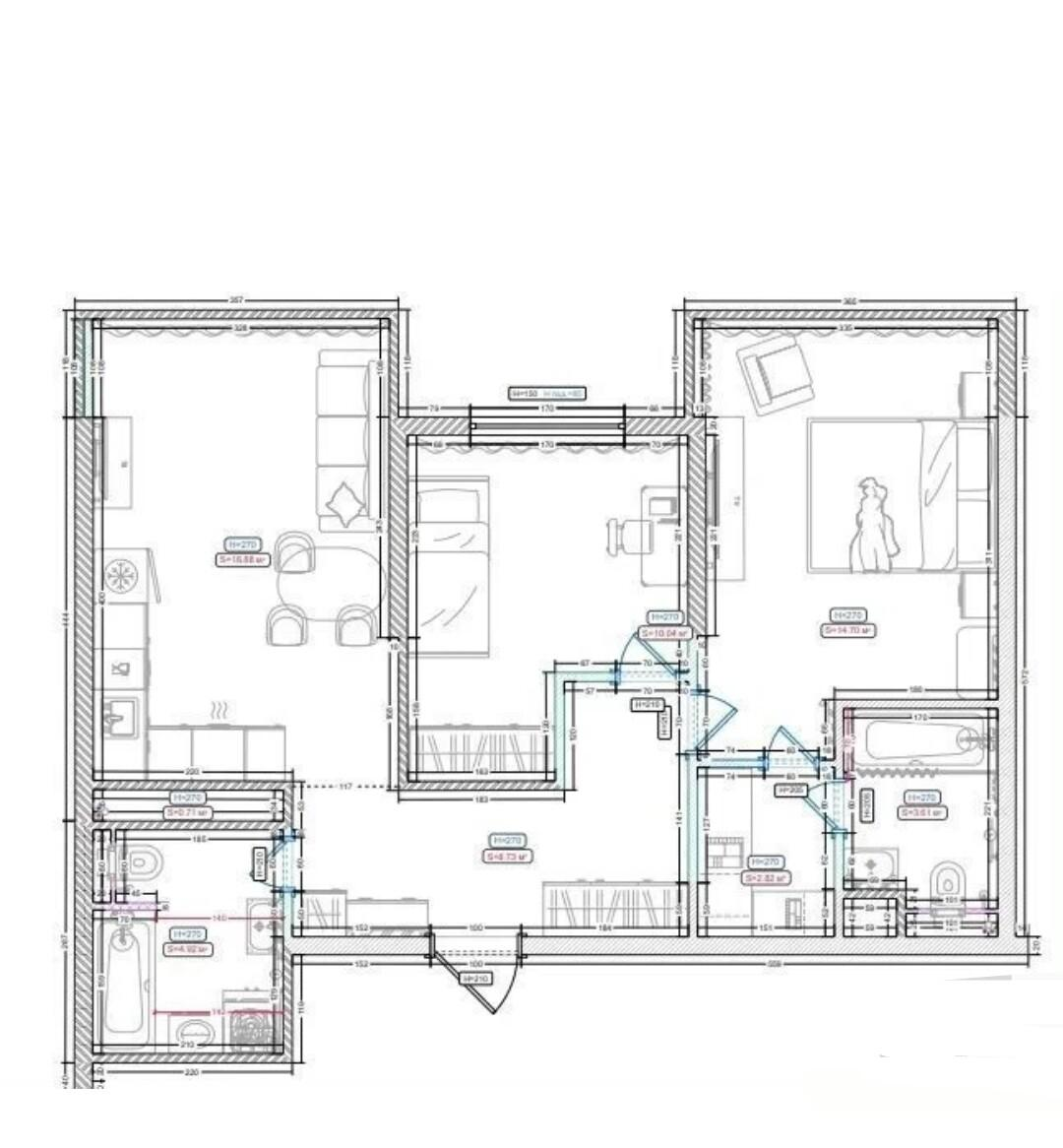 2-комнатная 55 м2 в ЖК undefined корпус null этаж 10