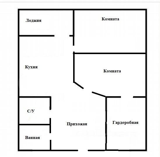 2-комнатная 44.4 м2 в ЖК undefined корпус null этаж 2