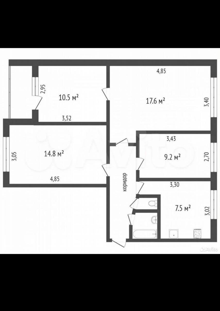 4-комнатная 69.2 м2 в ЖК undefined корпус null этаж 2