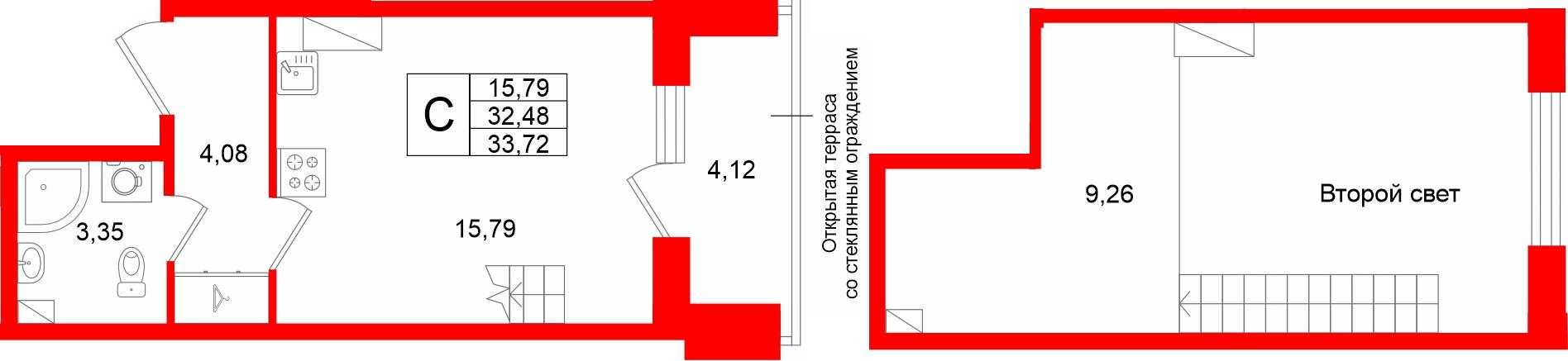 Студия 32 м2 в ЖК Аристократ корпус null этаж 8