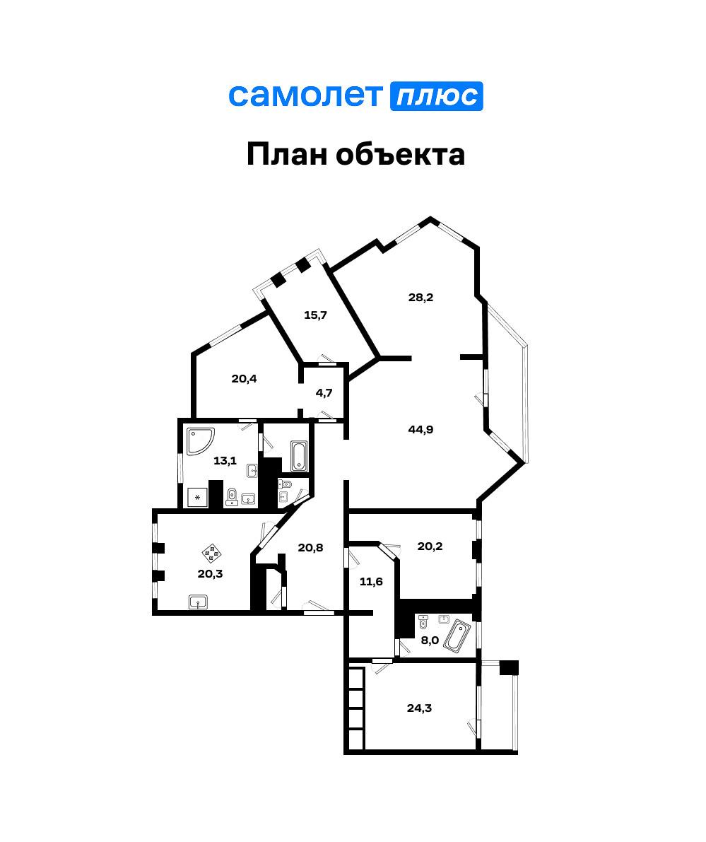 5-комнатная 242.4 м2 в ЖК undefined корпус null этаж 10