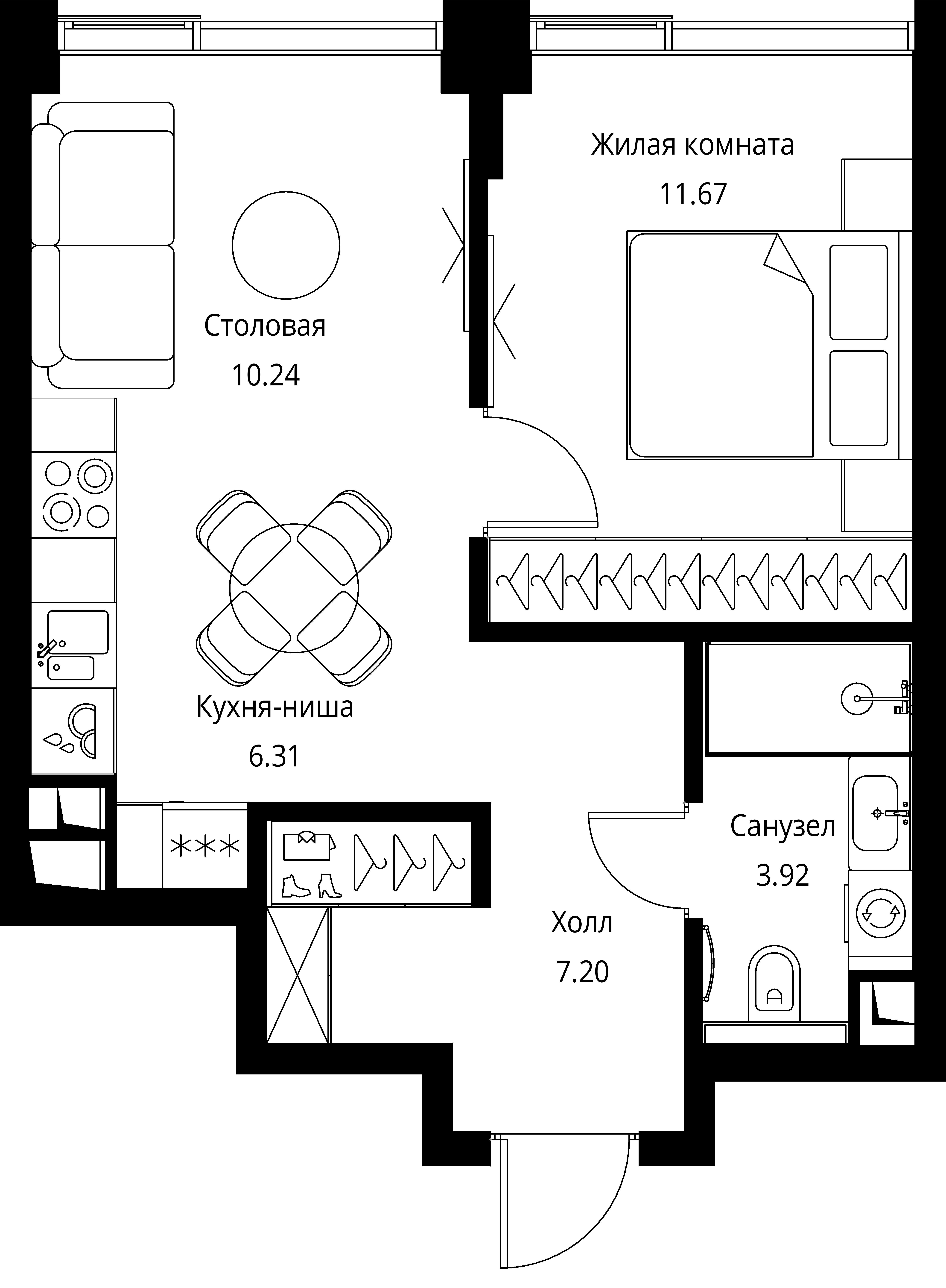 1-комнатная 39 м2 в ЖК CITY BAY корпус null этаж 5