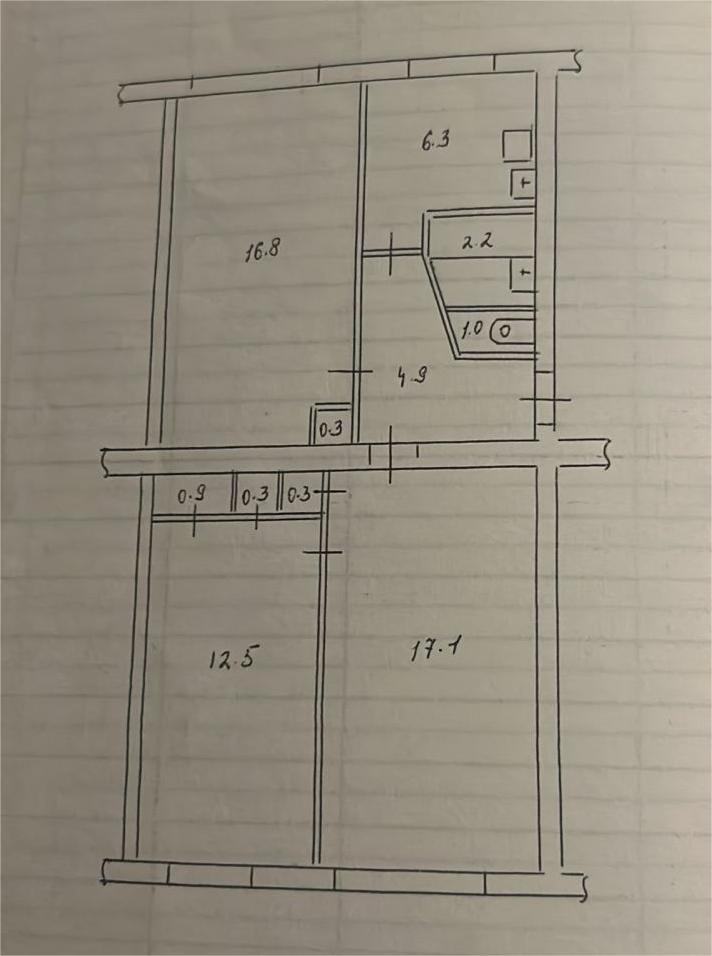 3-комнатная 62.6 м2 в ЖК undefined корпус null этаж 4