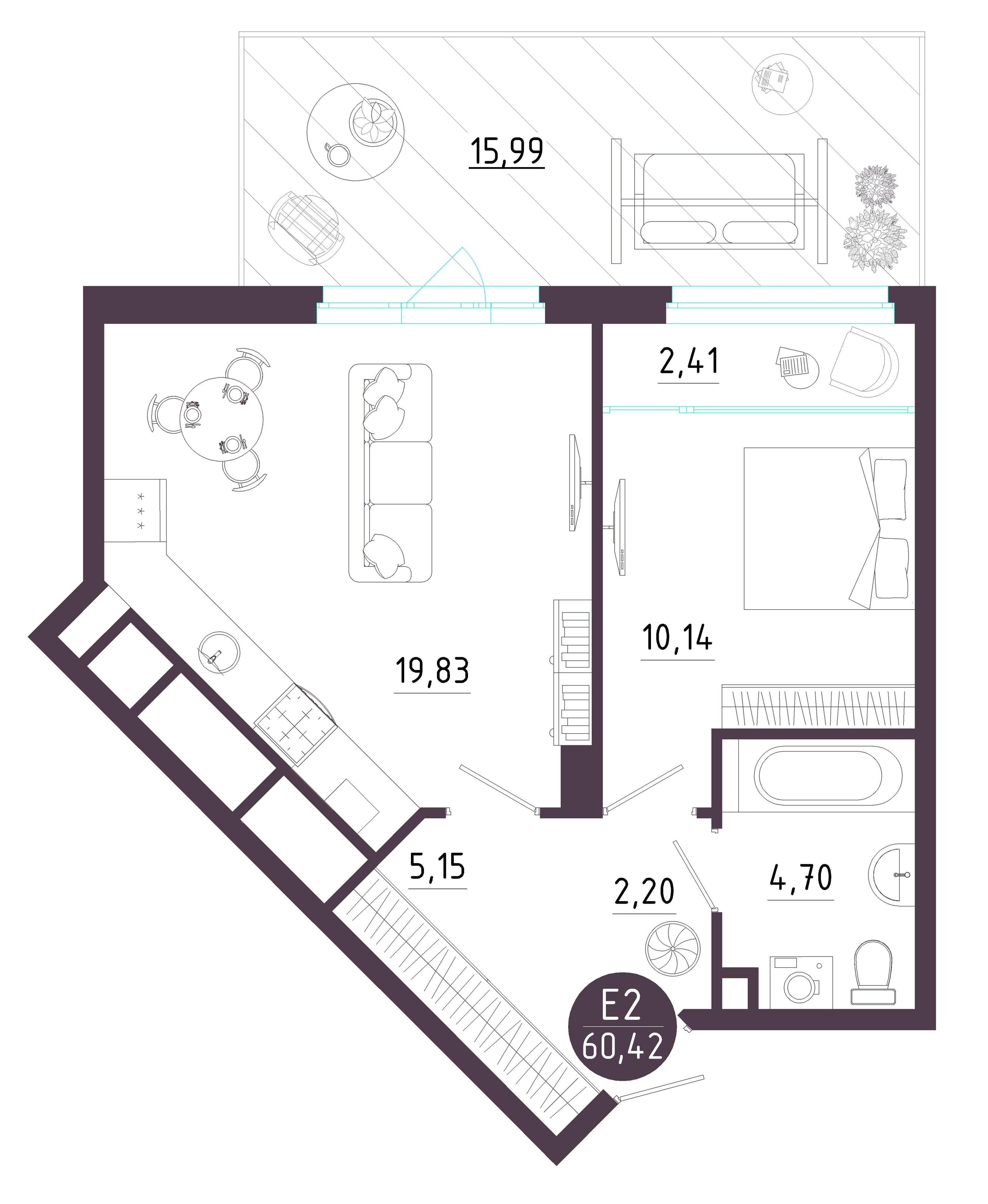 1-комнатная 60 м2 в ЖК Крылья корпус null этаж 1