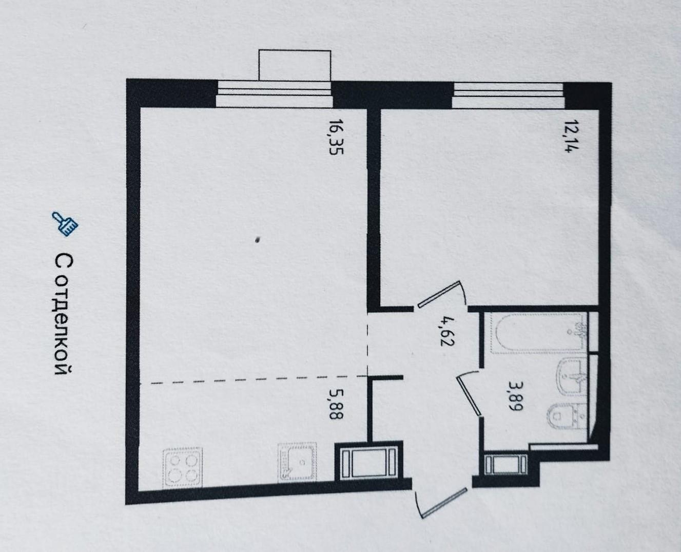 1-комнатная 42.9 м2 в ЖК undefined корпус null этаж 11