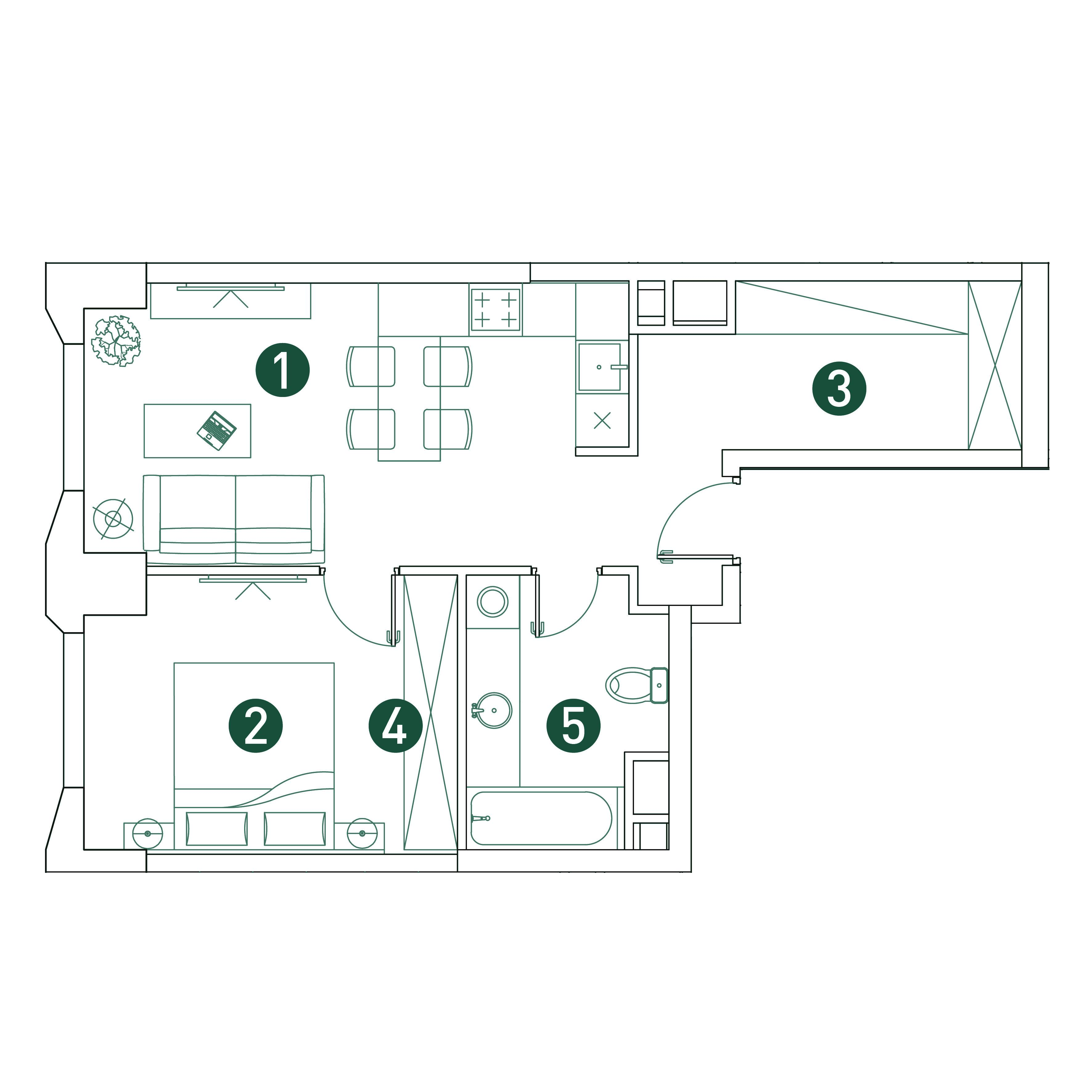 2-комнатная 47 м2 в ЖК ВЭРИ корпус null этаж 8