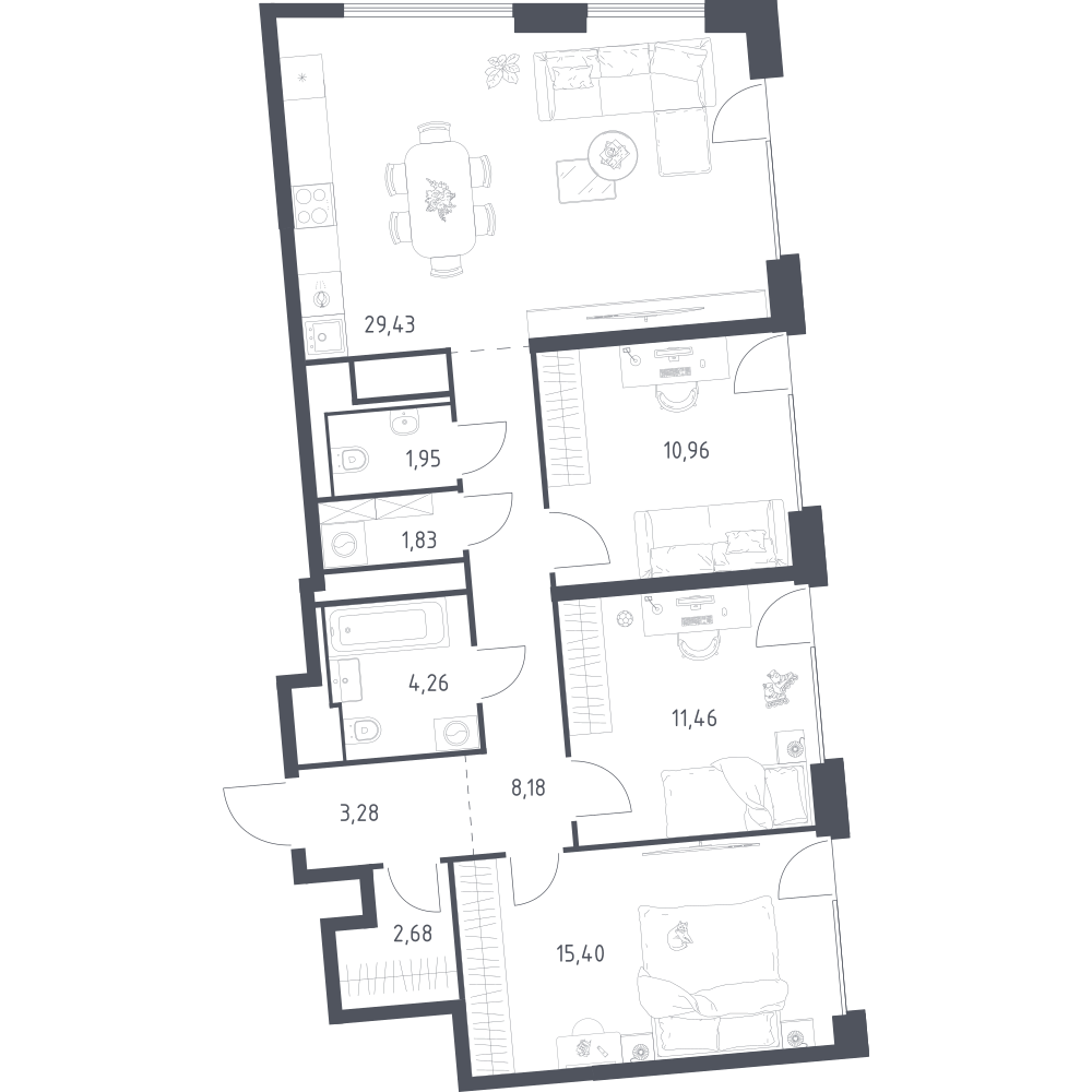 Студия 89 м2 в ЖК Квартал на воде корпус null этаж 13