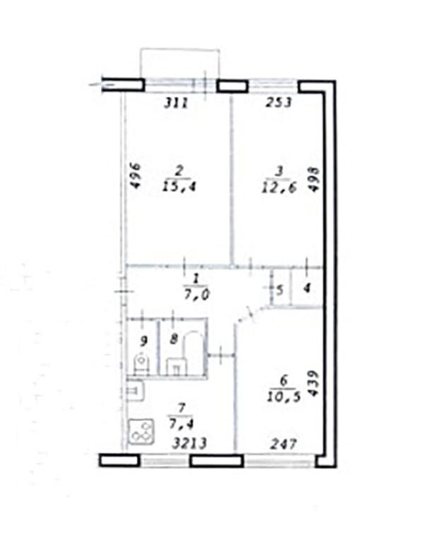 3-комнатная 57.8 м2 в ЖК undefined корпус null этаж 4