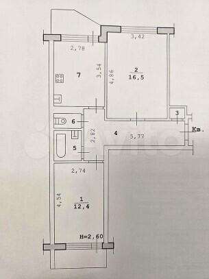 2-комнатная 52.4 м2 в ЖК undefined корпус null этаж 1