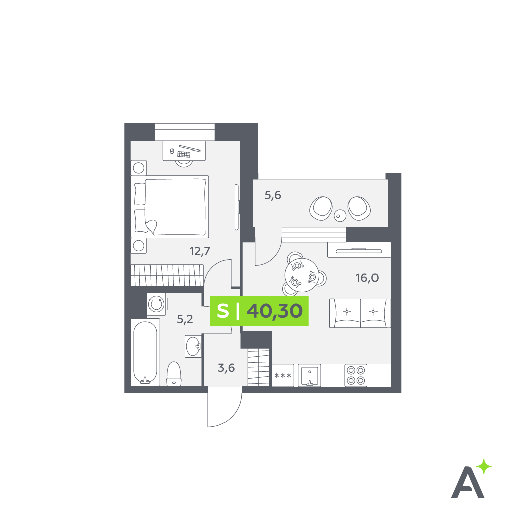 Студия 40 м2 в ЖК Аквилон Ливз корпус null этаж 4