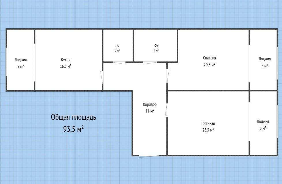 2-комнатная 93.5 м2 в ЖК undefined корпус null этаж 2