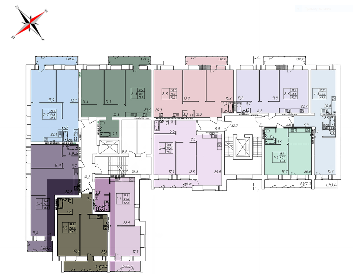 1-комнатная 55.1 м2 в ЖК undefined корпус null этаж 1