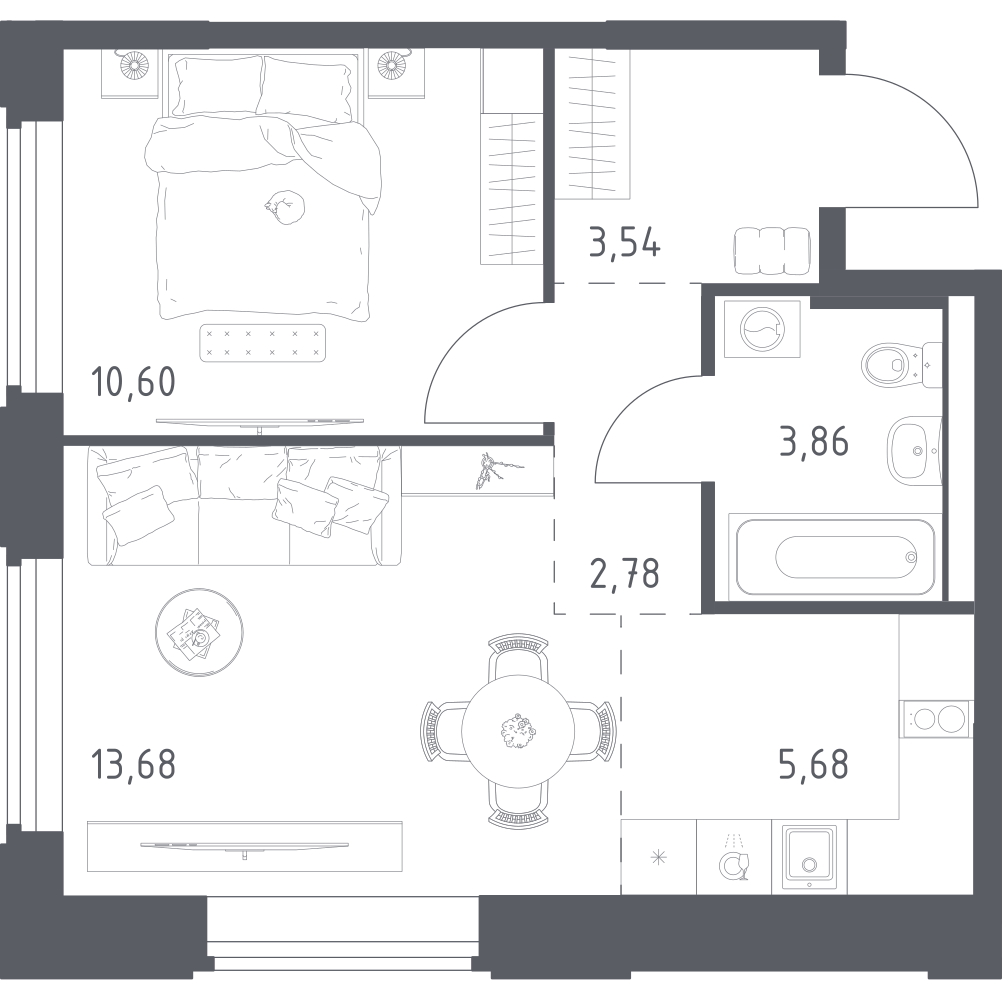 Студия 40 м2 в ЖК Космический Квартал корпус null этаж 2