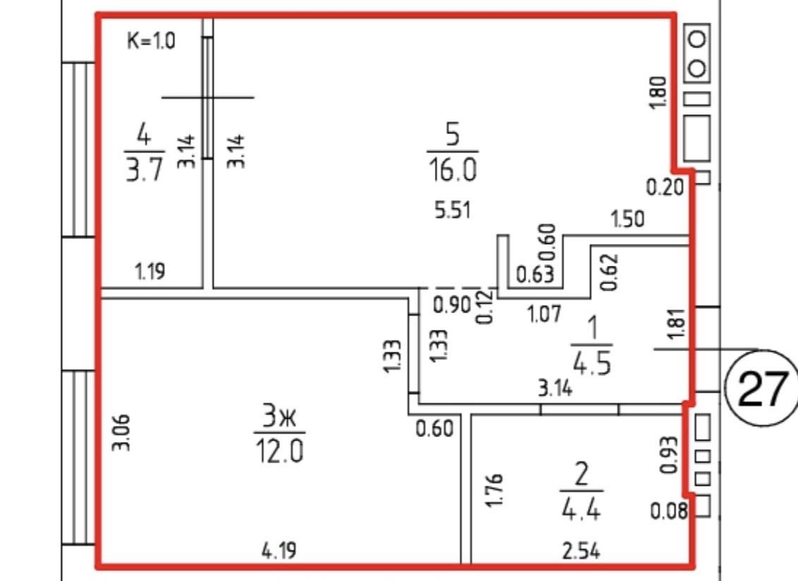 1-комнатная 36.9 м2 в ЖК undefined корпус null этаж 5