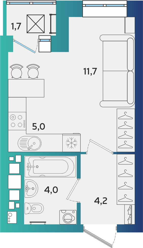 Студия 25 м2 в ЖК Васнецово корпус null этаж 12