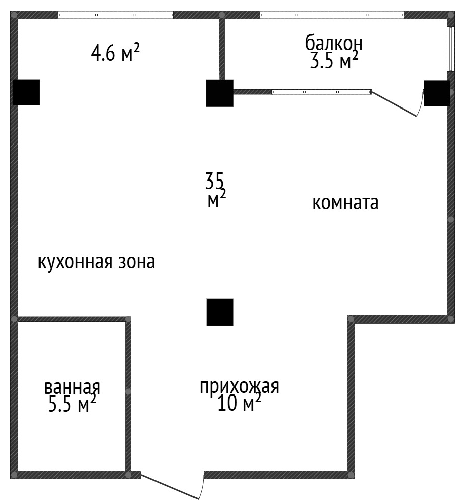 1-комнатная 59 м2 в ЖК undefined корпус null этаж 13