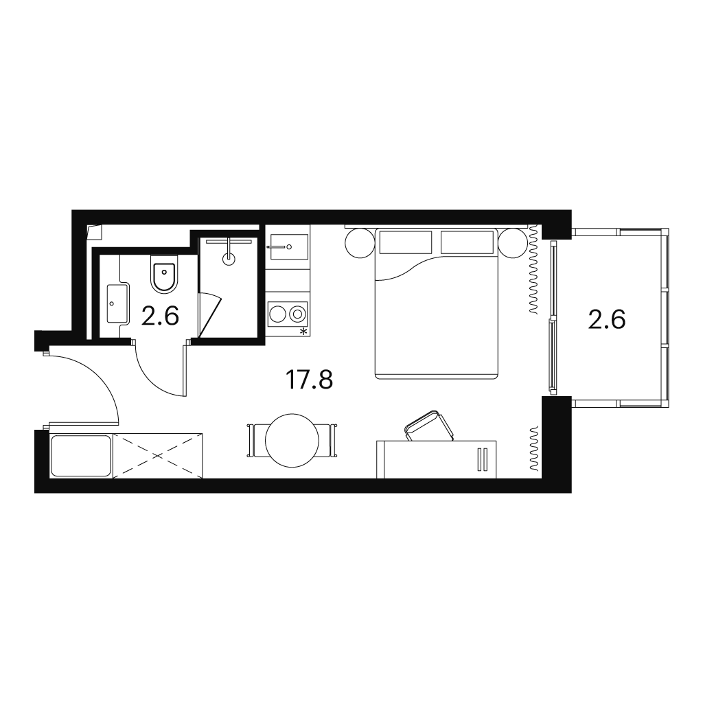 1-комнатная 23 м2 в ЖК Аквилон Сигнал корпус null этаж 22