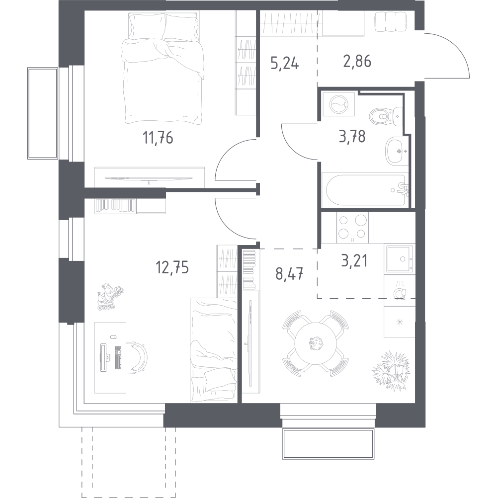 Студия 48 м2 в ЖК Долина Яузы корпус null этаж 3