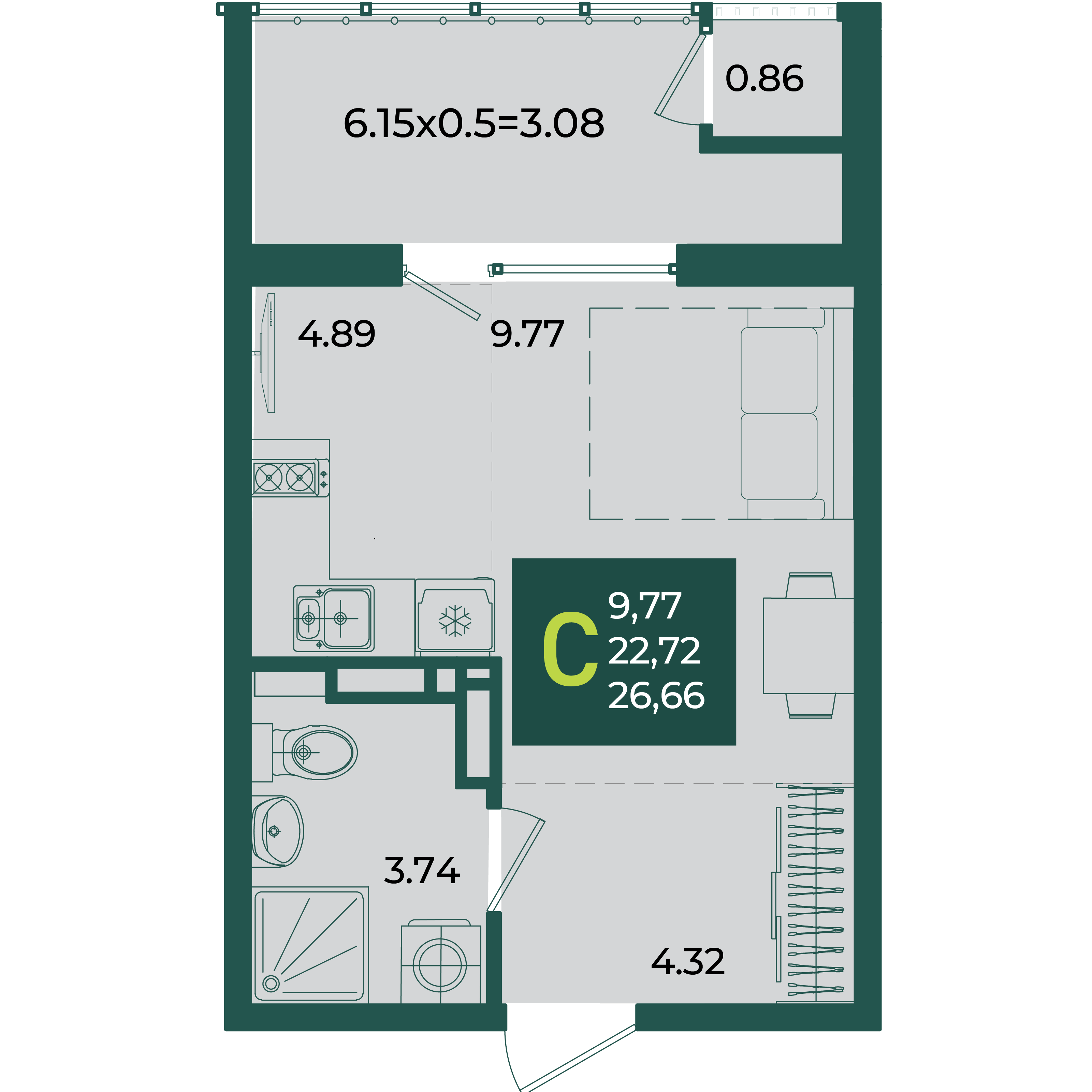 Студия 26 м2 в ЖК Образцово корпус null этаж 10