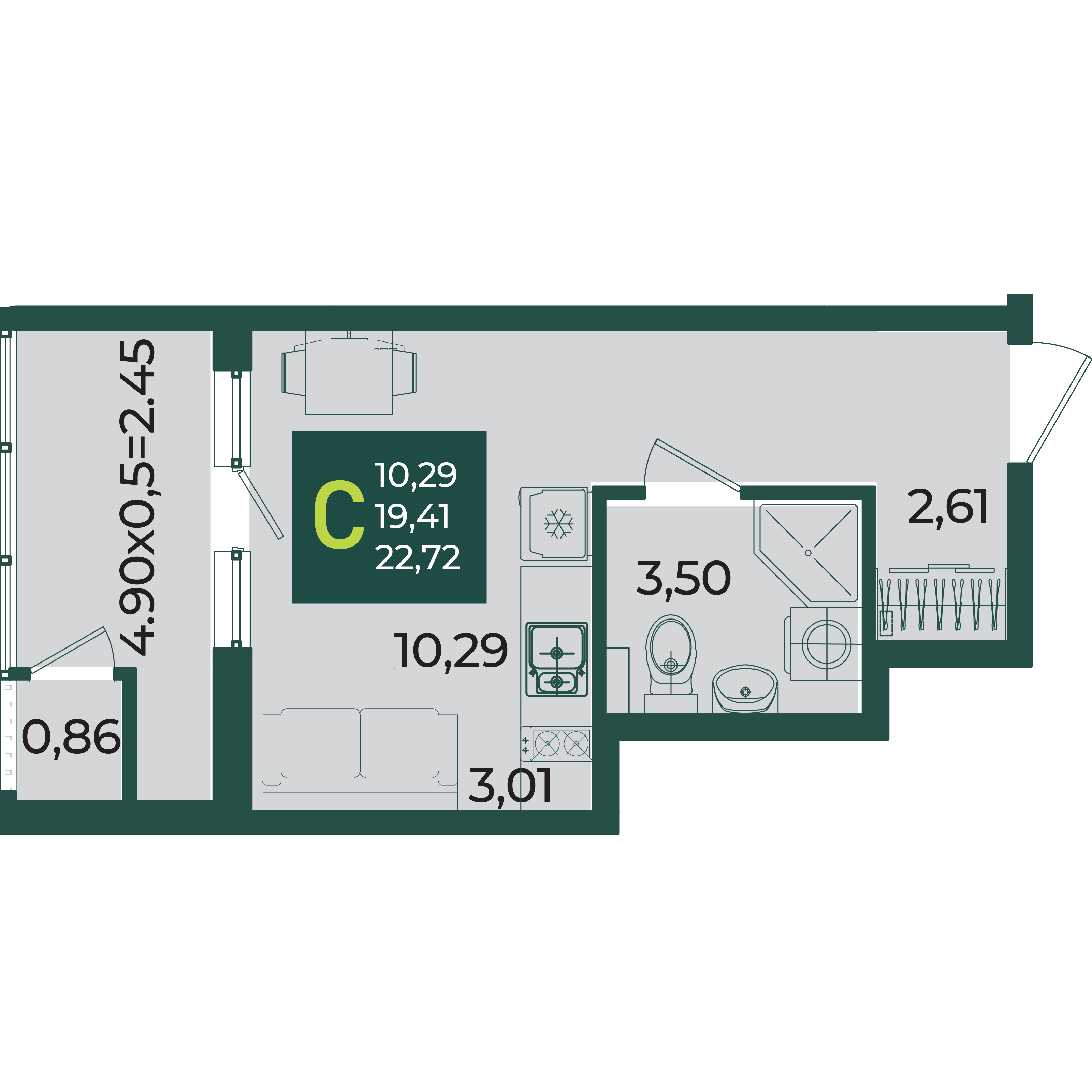 Студия 22 м2 в ЖК Образцово корпус null этаж 3