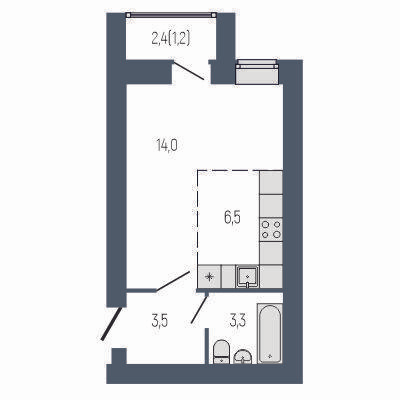 Студия 30 м2 в ЖК Философия Идеалистов на Первомайском корпус null этаж 4