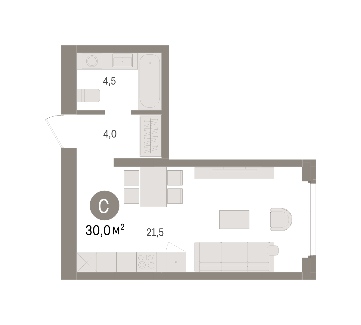 Студия 30 м2 в ЖК Зарека корпус null этаж 2