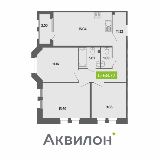 Студия 68 м2 в ЖК CITY RESIDENCE by AKVILON корпус null этаж 3