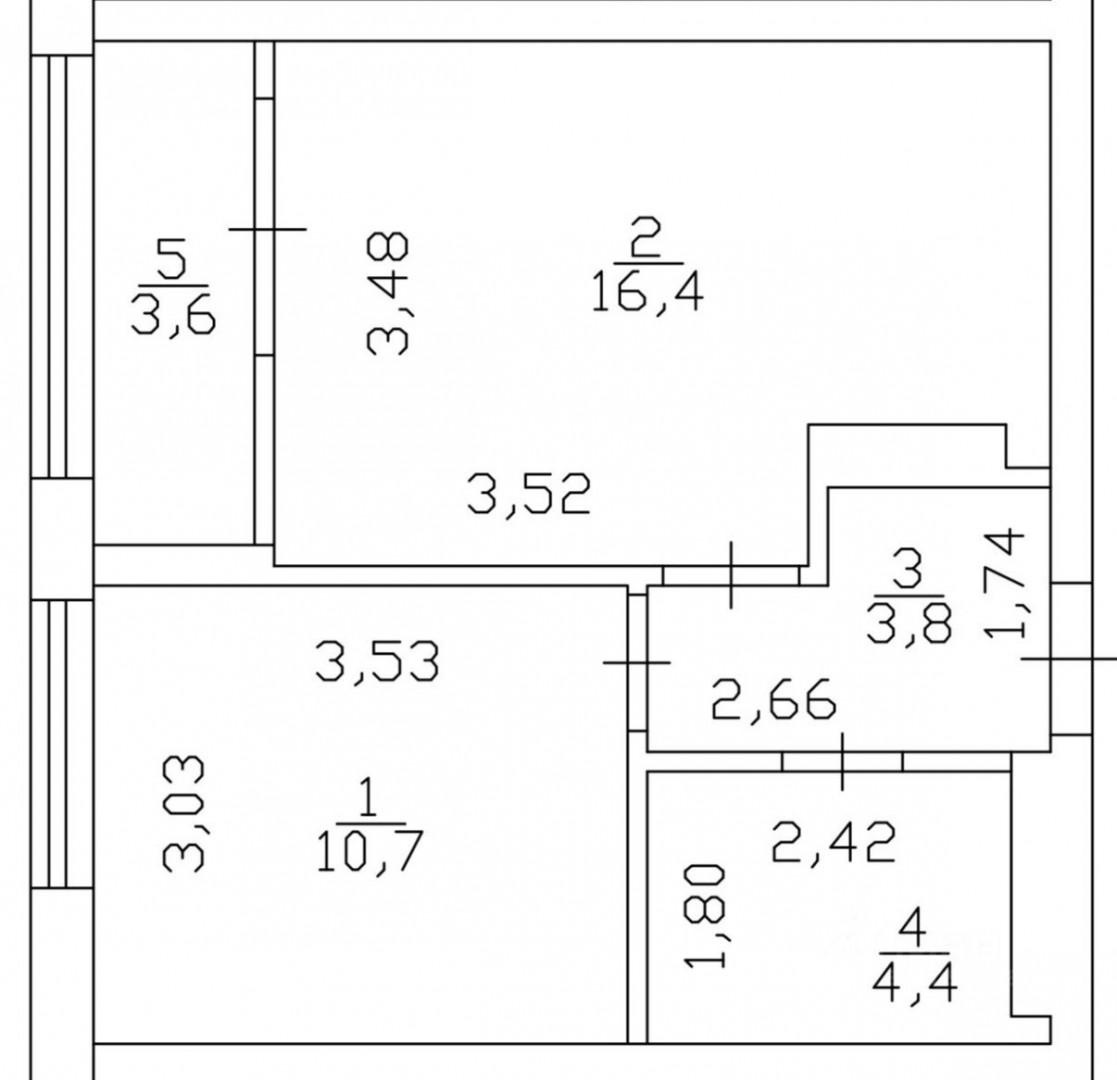 1-комнатная 39.7 м2 в ЖК undefined корпус null этаж 5