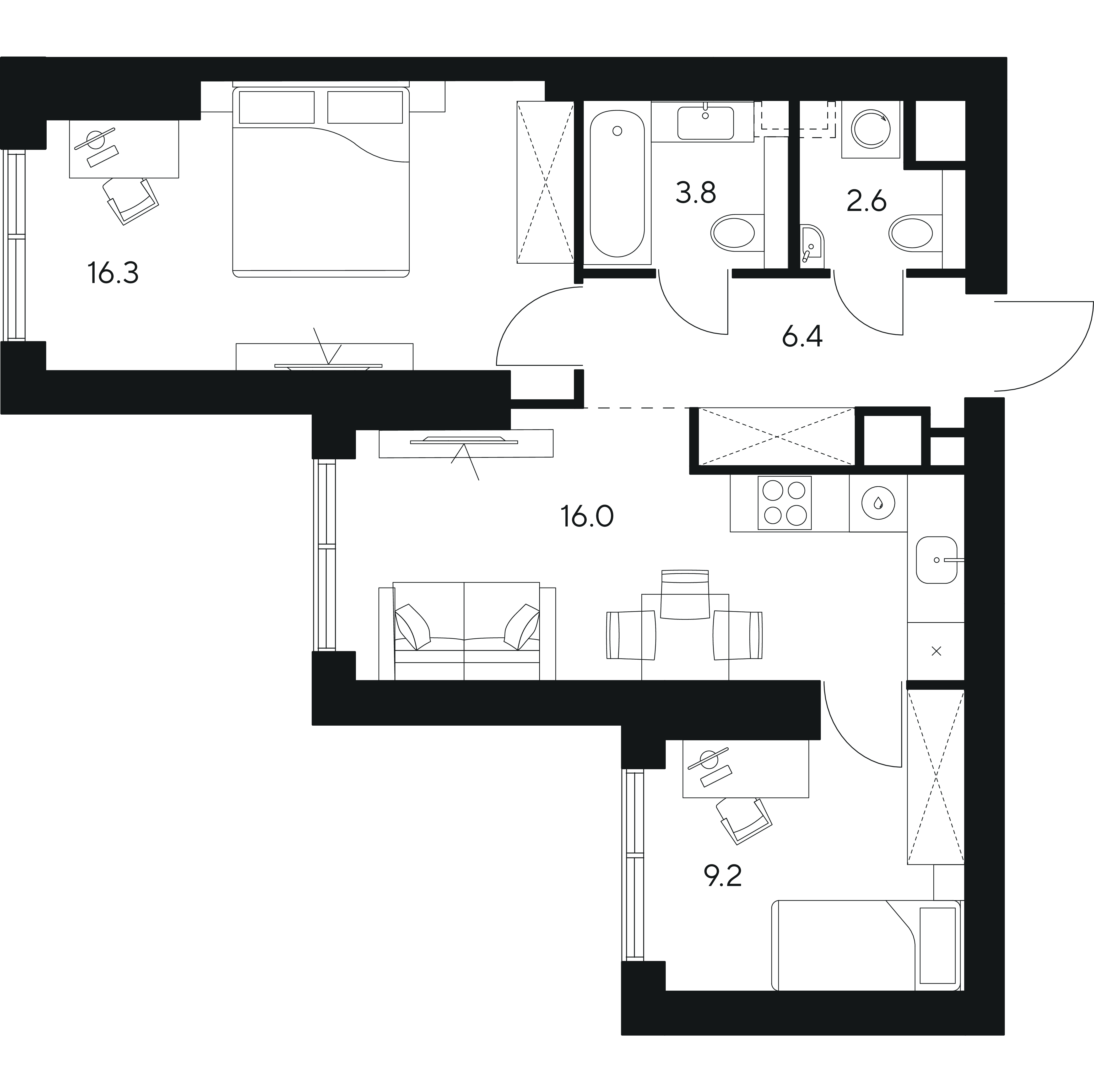 Студия 54 м2 в ЖК NEXUS by Akvilon корпус null этаж 3